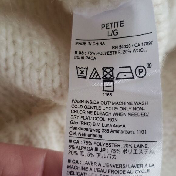 Banana Republic Sweater Dress Petite Large Cable Knit Cream Alpaca Wool Blend - Picture 5 of 8